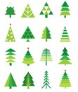 Christmas green tree icon set Royalty Free Stock Photo