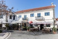 Treet atmosphere and architecture in front of bars and restaurants of Esposende, Portugal