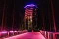 Treetop Walkway lignting, Sightseeing trail in tree crowns. Wood