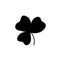 Trefoil and quatrefoil clover leaf traditional Irish symbol, St. Patrick's Day clovers flat vector icons, black Royalty Free Stock Photo