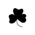 Trefoil and quatrefoil clover leaf traditional Irish symbol, St. Patrick's Day clovers flat vector icons, black Royalty Free Stock Photo