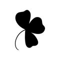Trefoil and quatrefoil clover leaf traditional Irish symbol, St. Patrick's Day clovers flat vector icons, black Royalty Free Stock Photo