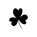 Trefoil and quatrefoil clover leaf traditional Irish symbol, St. Patrick's Day clovers flat vector icons, black Royalty Free Stock Photo