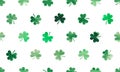 Three-leafed shamrock clovers seamless pattern. Watercolor background for Saint Patrick`s Day. Royalty Free Stock Photo