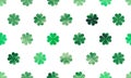 Four-leafed lucky clovers seamless pattern. Watercolor background for Saint Patrick`s Day.