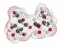 Trehalose (mycose, tremalose) sugar molecule. Atoms are represented as spheres with conventional color coding: hydrogen (white),