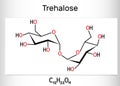 Trehalose, tremalose carbohydrate molecule. Also known as mycose. Is a disaccharide consisting of two molecules of glucose.