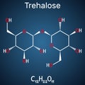 Trehalose, tremalose carbohydrate molecule. Also known as mycose. Is a disaccharide consisting of two molecules of glucose.