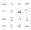 Trek line icons collection. Adventure, Exploration, Discovery, Space, Galaxy, Frontier, Mission vector and linear