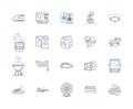 Trek line icons collection. Exploration, Adventure, Discovery, Frontier, Infinity, Journey, Vastness vector and linear