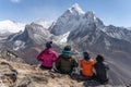 Trekker enjoy Ama Dablam mountain view from Nangkart Shank view point, Dingboche village, Nepal