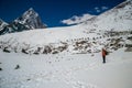 A trekker is going back from Everest Base Camp, in Nepal Royalty Free Stock Photo