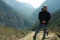 Trekker in the Himalaya valley