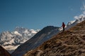 Trekker on Manaslu circuit trek in Nepal Royalty Free Stock Photo