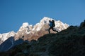 Trekker on Manaslu circuit trek in Nepal Royalty Free Stock Photo