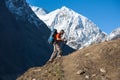 Trekker on Manaslu circuit trek in Nepal Royalty Free Stock Photo