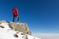 Trekker observes the horizon Royalty Free Stock Photo