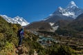 Trekker trek on everest base camp 3 pass on Lobuche to Gokyo ,Nepal on winter