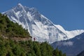 A trekker walk in front of Lhotse mountain in Everest mountain t