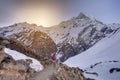 Trekker on the way to Annapurna base camp, Nepal Royalty Free Stock Photo