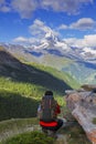 Hikers and matterhorn