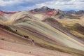 trekkers in Palccoyo rainbow mountains, Cusco/Peru Royalty Free Stock Photo