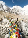 Trekkers going to Everest Base Camp after several days walking Royalty Free Stock Photo