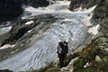 Trekking above the Tiefmatten Glacier Royalty Free Stock Photo