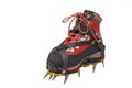 Trekking boot with the crampon Royalty Free Stock Photo