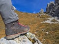 Trekking boots in the alps Royalty Free Stock Photo