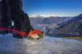 Trekking boots on the ice