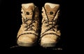 Trekking boots isolated on black Royalty Free Stock Photo