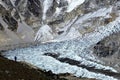 A trekking climbing Kala Patthar with Khumbu Icefall near Everest Base Camp