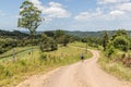 Trekking in dirty road, farms and forest around