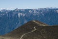 Trekking foothpath view in the mountains Royalty Free Stock Photo