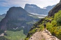 Trekking in Grinnel Lake Trail, Glacier National Park, Montana, Royalty Free Stock Photo