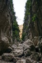 Trekking, hiking in canyon Torrent de Pareis Sa Calobra canyon, Mallorca Royalty Free Stock Photo