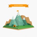 Trekking and hiking concept. Vector illustration, flat style.