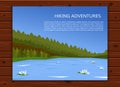 Trekking, hiking or outdoor vacation banner.