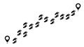 Trekking human footsteps footprint. Follow foot route steps track, bare feet walk path with navigation pin. Paws trail silhouette
