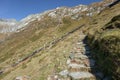 Trekking in the Italian Alps; it`s autumn with no people around Royalty Free Stock Photo