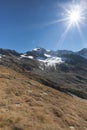 Trekking in the Italian Alps; it's autumn with no people around Royalty Free Stock Photo