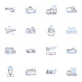 Trekking line icons collection. Adventure, Hike, Nature, Trail, Mountain, Backpack, Wilderness vector and linear