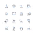 Trekking line icons collection. Hike, Trail, Adventure, Nature, Outdoor, Mountain, Backpack vector and linear