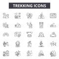 Trekking line icons, signs, vector set, linear concept, outline illustration