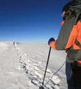 Trekking man in winter Royalty Free Stock Photo