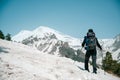 trekking in the mountains. Climbing Elbrus