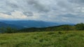 Trekking in mountains. People hiking in Bieszczady Mountains in Poland