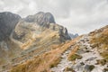 Trekking path in high mountains