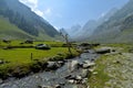 Trekking route and stream in the Sonamarg Sonmarg valley, Kashmir, India Royalty Free Stock Photo